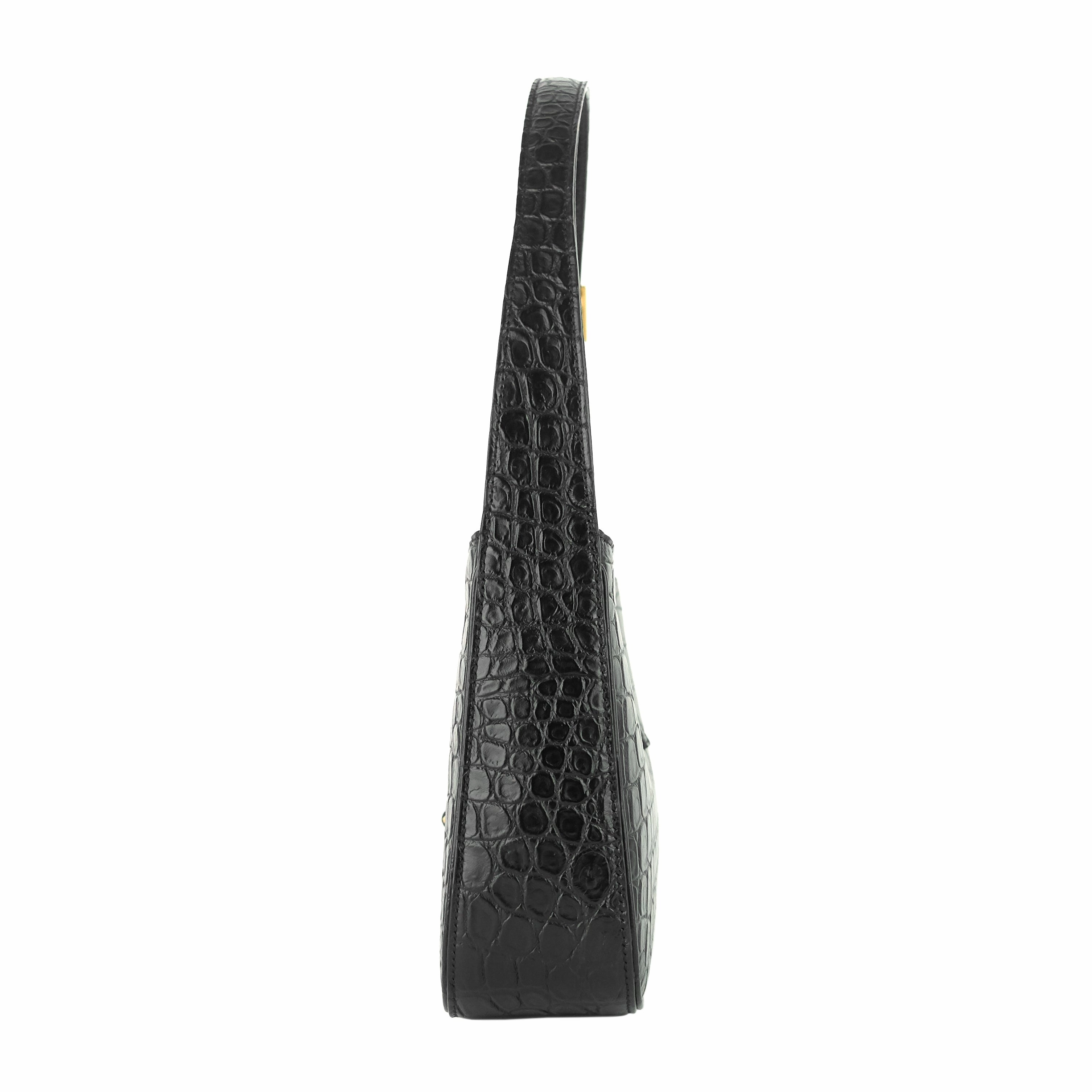 Le 5  7 Croc Embossed Calfskin Leather Hobo Bag