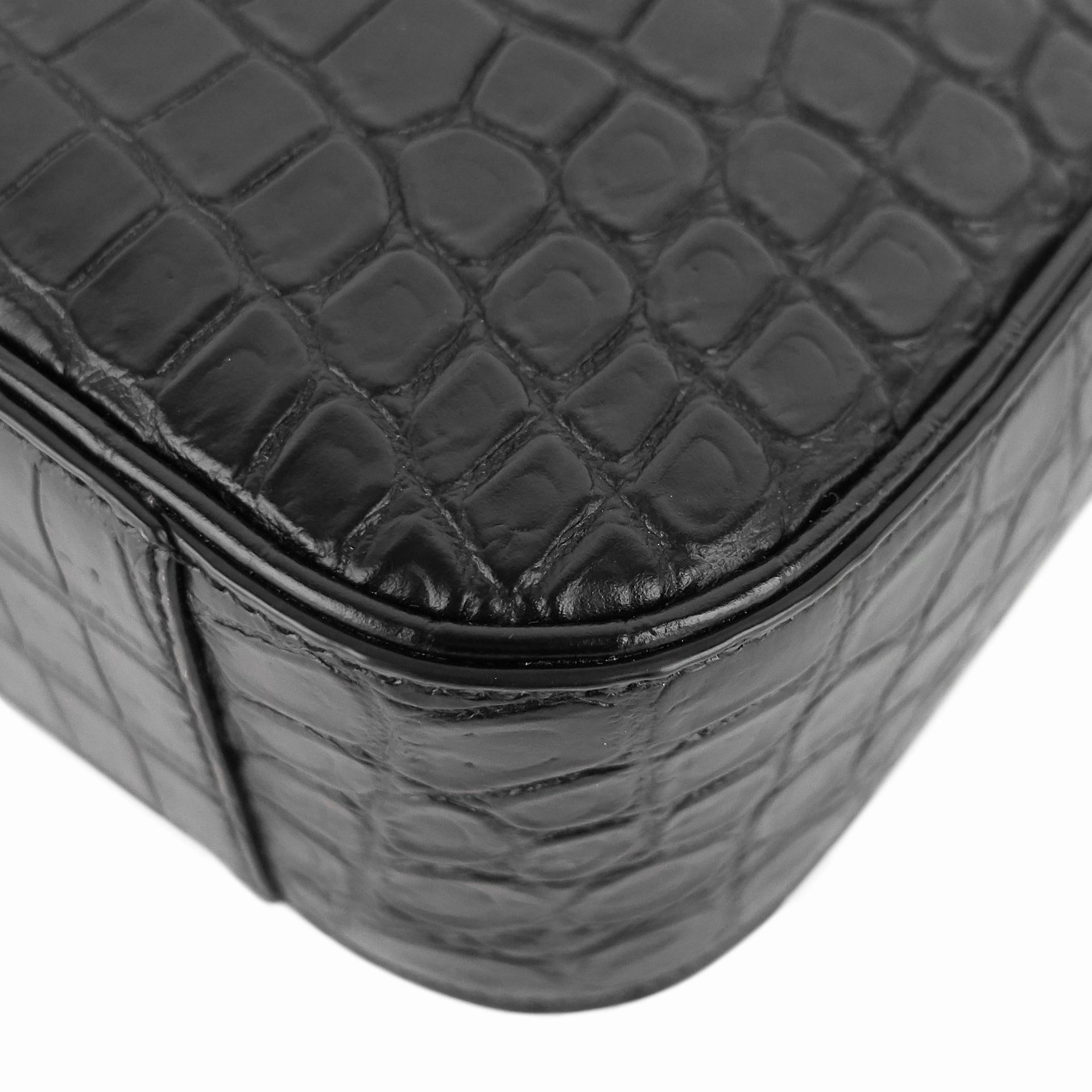 Le 5  7 Croc Embossed Calfskin Leather Hobo Bag