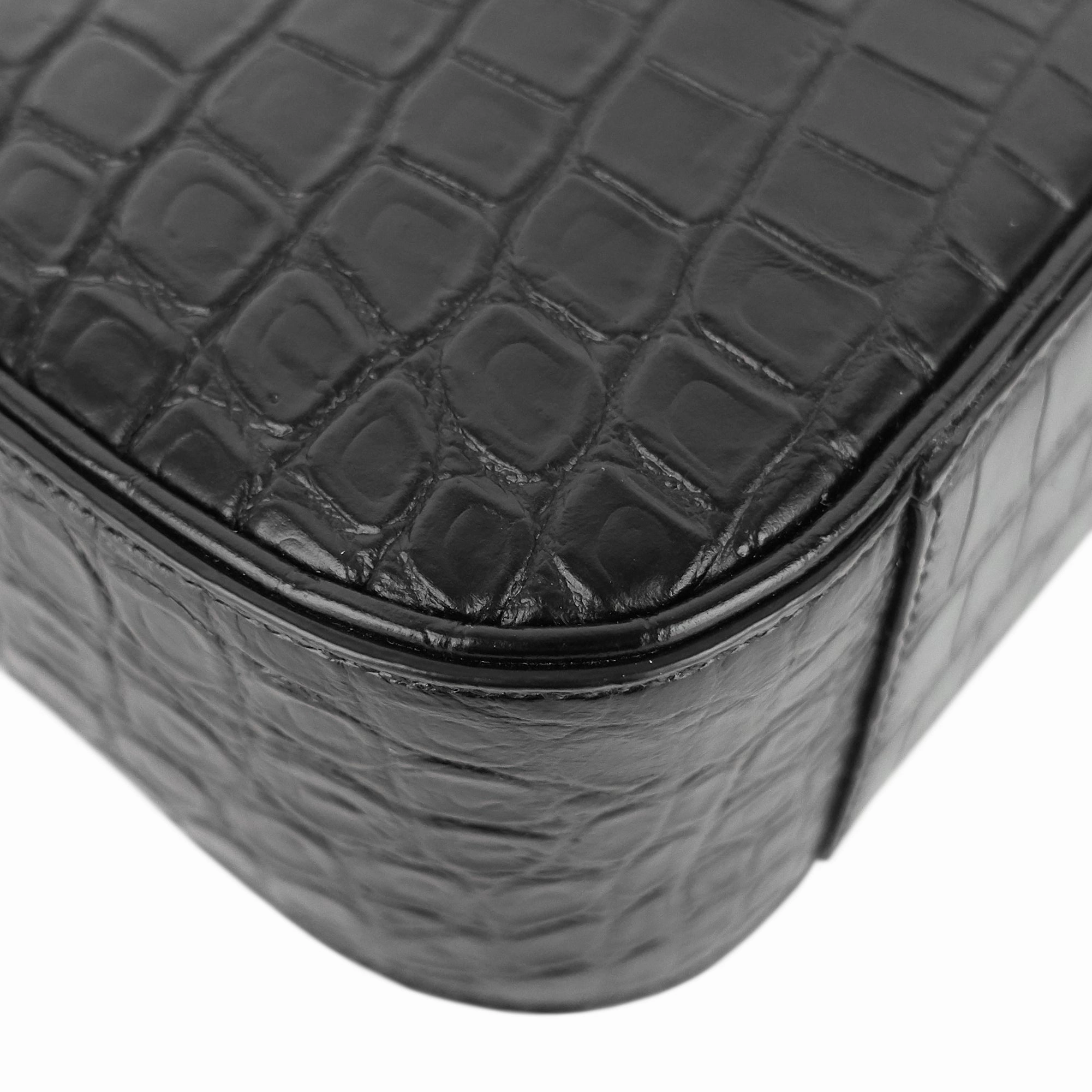 Le 5  7 Croc Embossed Calfskin Leather Hobo Bag