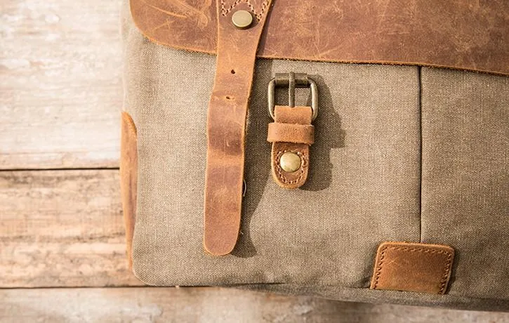 Leather Canvas Messenger Bags for men Vintage Shoulder Bag for men