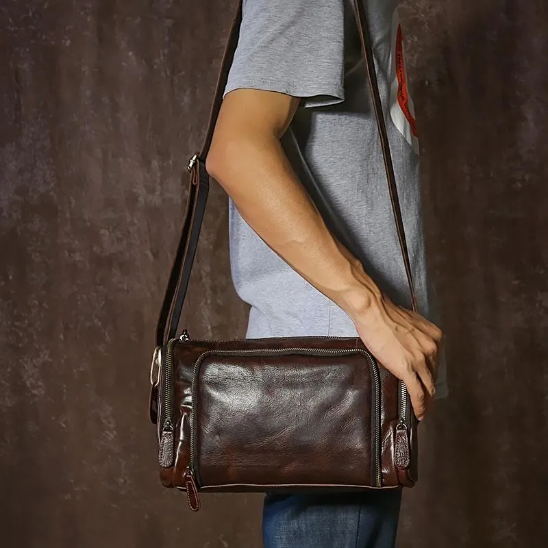 Leather Mens Cool Shoulder Bag Barrel Bag Messenger Bag for men