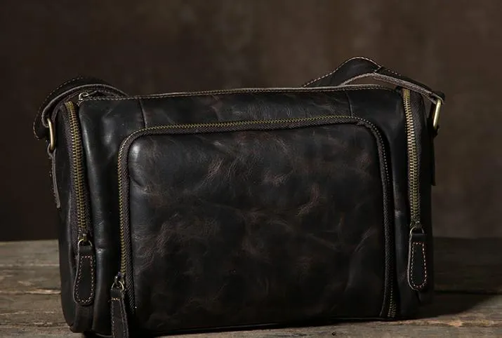 Leather Mens Cool Shoulder Bag Barrel Bag Messenger Bag for men