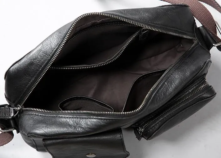 Leather Mens Cool Small Shoulder Bag Messenger Bag Cycling Bag for men