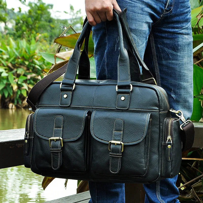 Leather Mens Messenger Bag Travel Bag Shoulder Bag Business Bag for men
