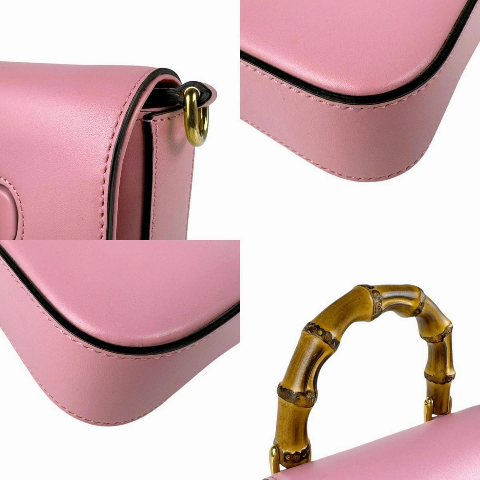 Leather Bamboo Shoulder Bag with Dust Bag and Strap