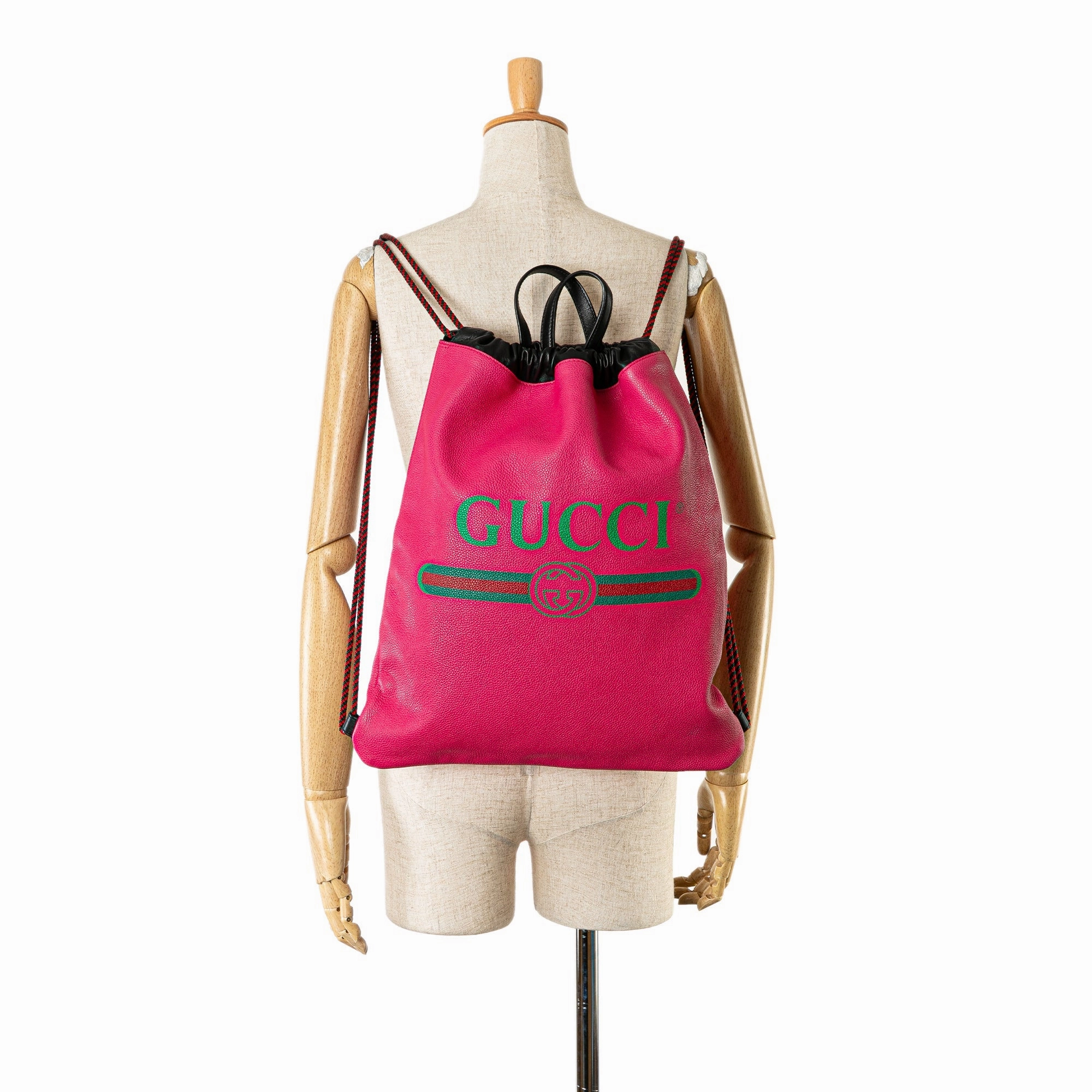 Leather Logo Drawstring Backpack