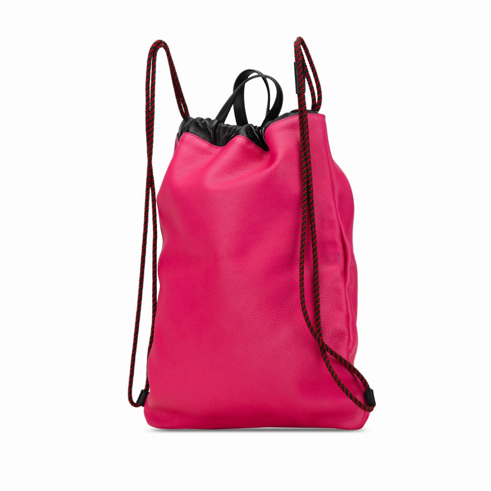 Leather Logo Drawstring Backpack