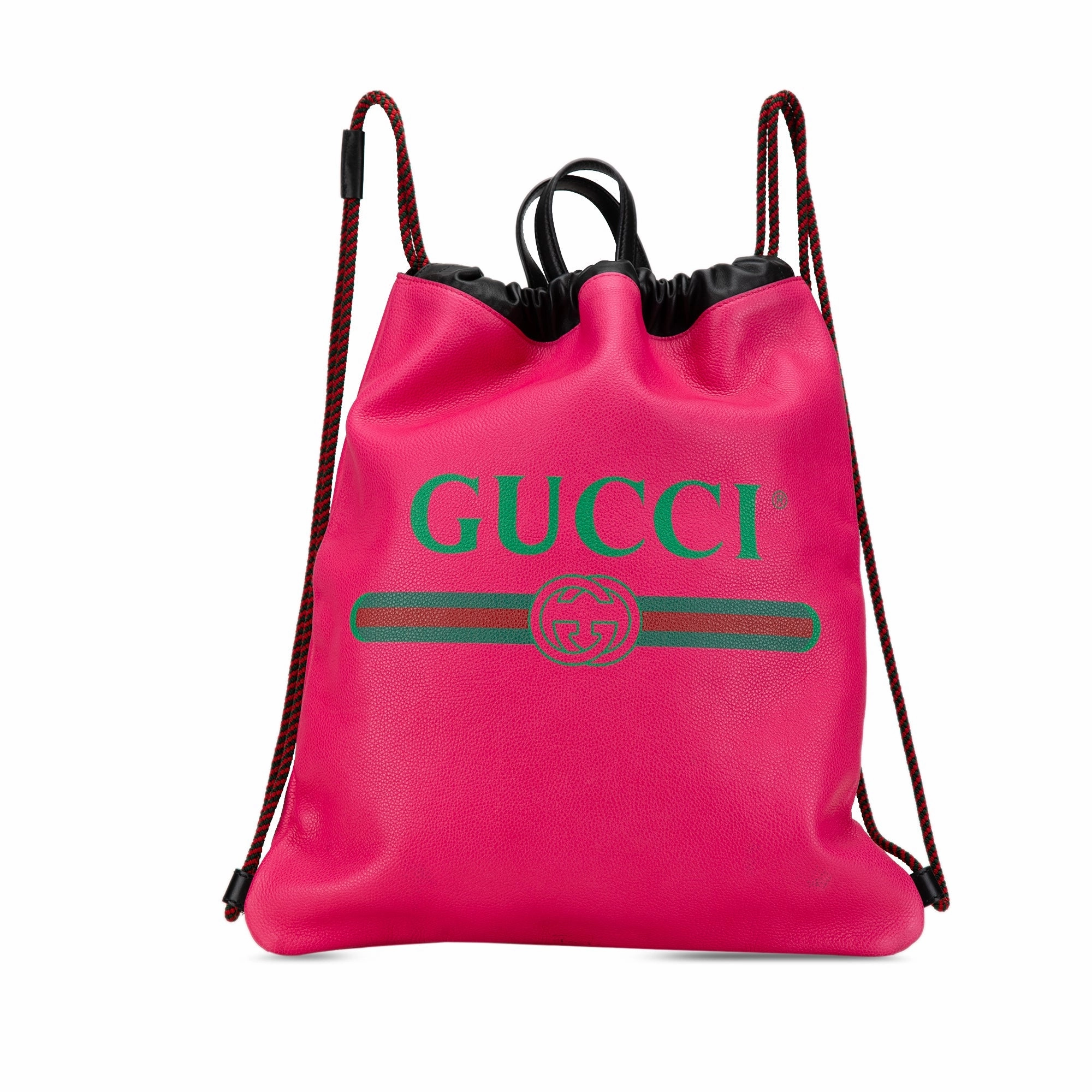 Leather Logo Drawstring Backpack
