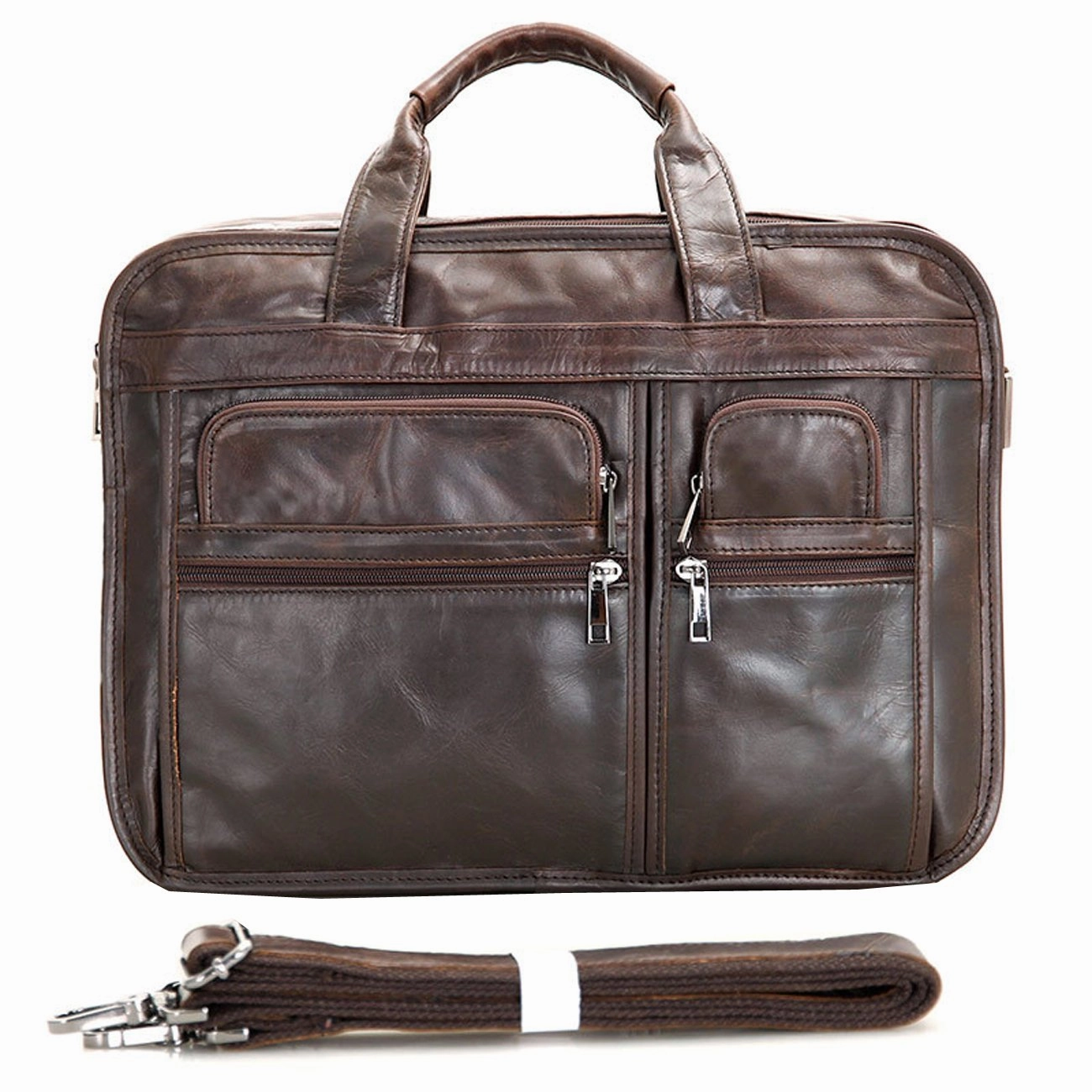 Leather Men Bag,Berchirly Genuine Leather 15inch Expandable Laptop Computer Business Briefcase Bags Cowhide Handbag Case