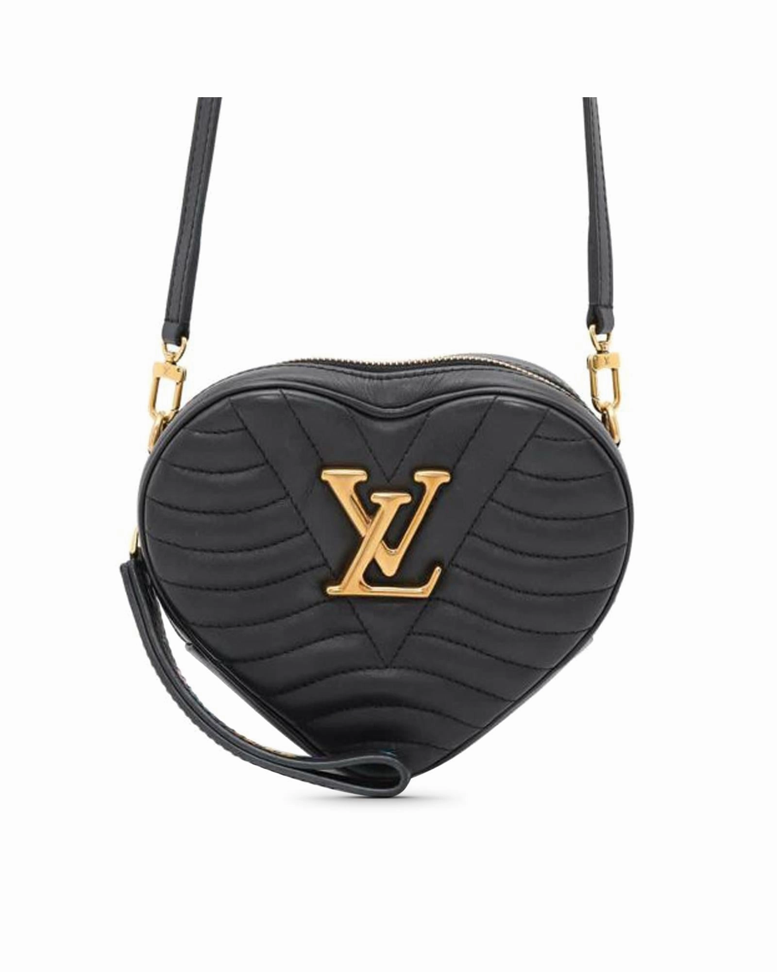 Leather Quilted Heart Crossbody Bag with Detachable Strap