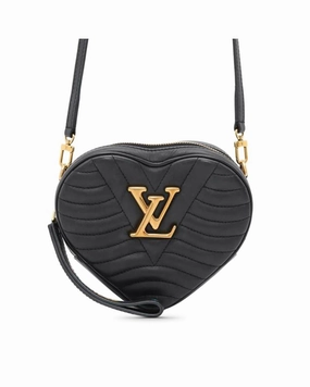 Leather Quilted Heart Crossbody Bag with Detachable Strap