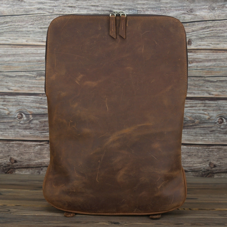 Leather simple backpack retro style head layer leather hand enlargement capacity 15.6 inch computer backpack bag