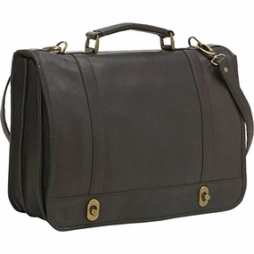 Ledonne Br-18-Caf Leather Flap Over Twist Lock Brief