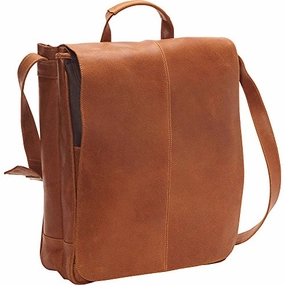 Ledonne Distressed Leather Laptop Messenger Bag, Tan