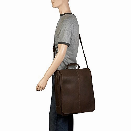 Ledonne Distressed Leather Laptop Messenger Bag, Tan