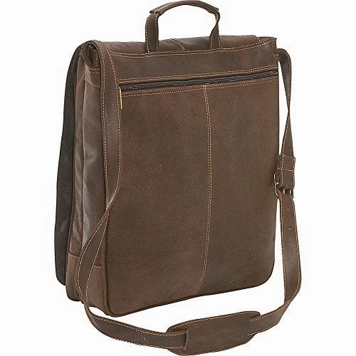 Ledonne Distressed Leather Laptop Messenger Bag, Tan