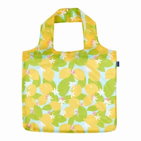 Lemon Blossoms blu Reusable Shopping Bag-Machine washable