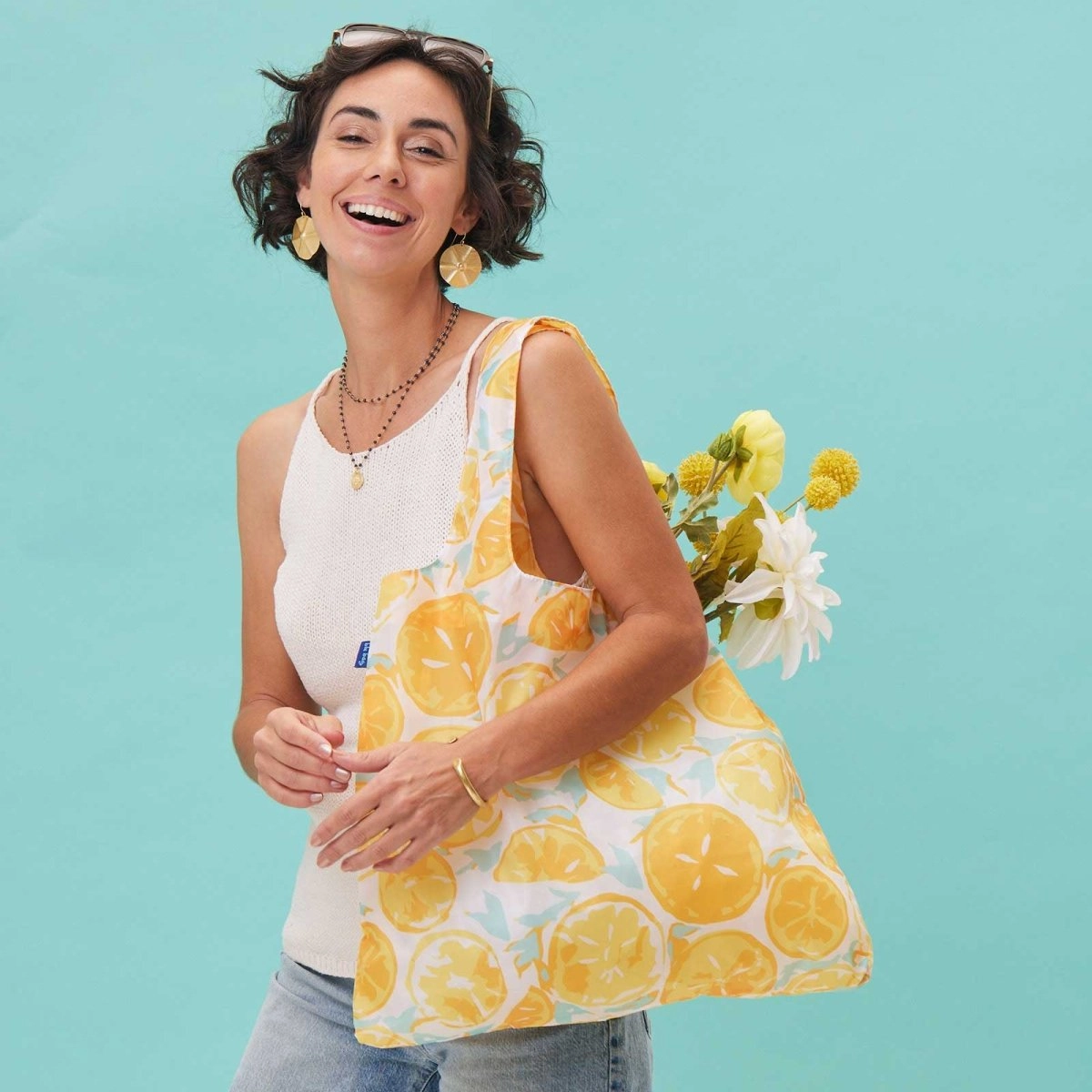 Lemon Slices Blu Bag Reusable Shopping Bag - Machine Washable