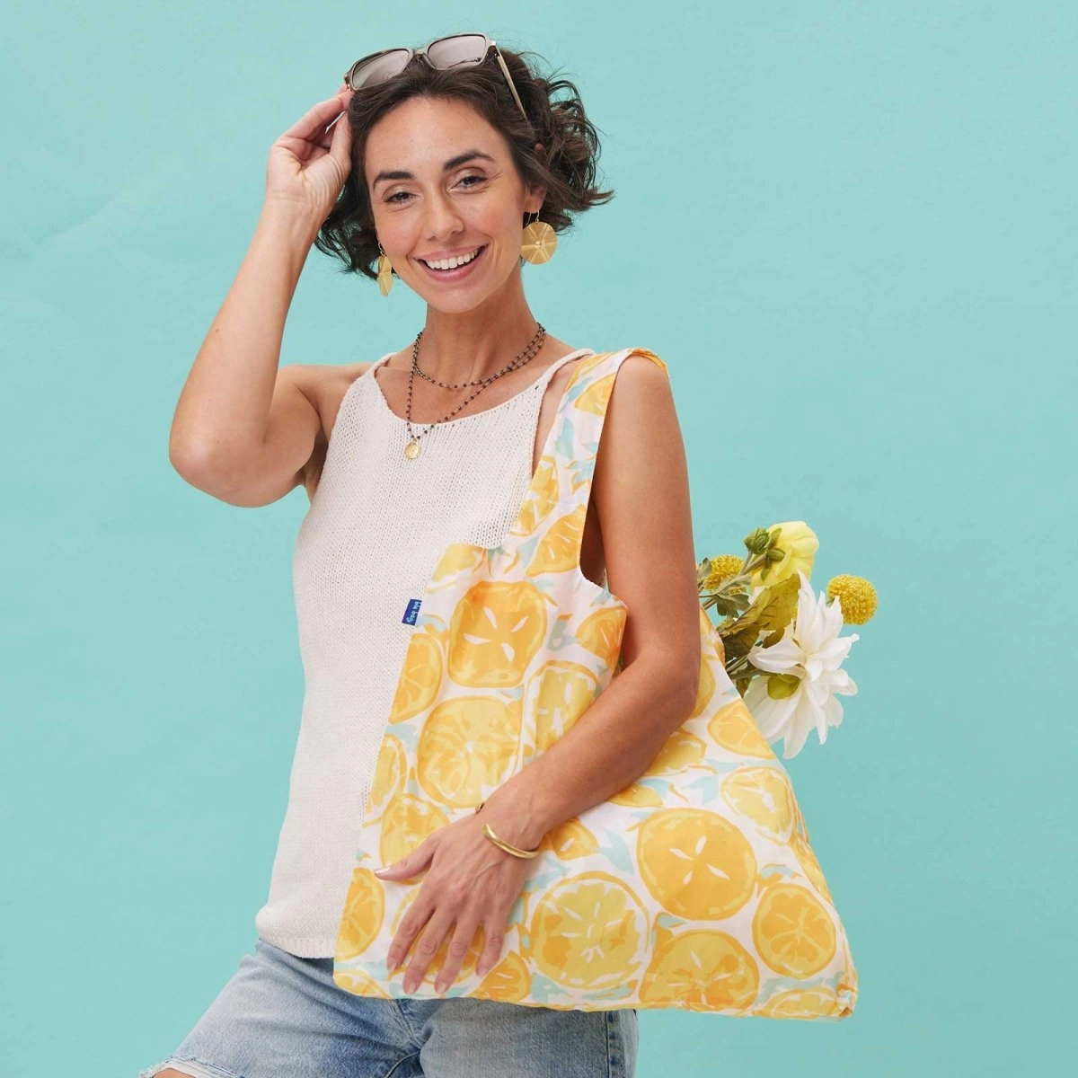 Lemon Slices Blu Bag Reusable Shopping Bag - Machine Washable