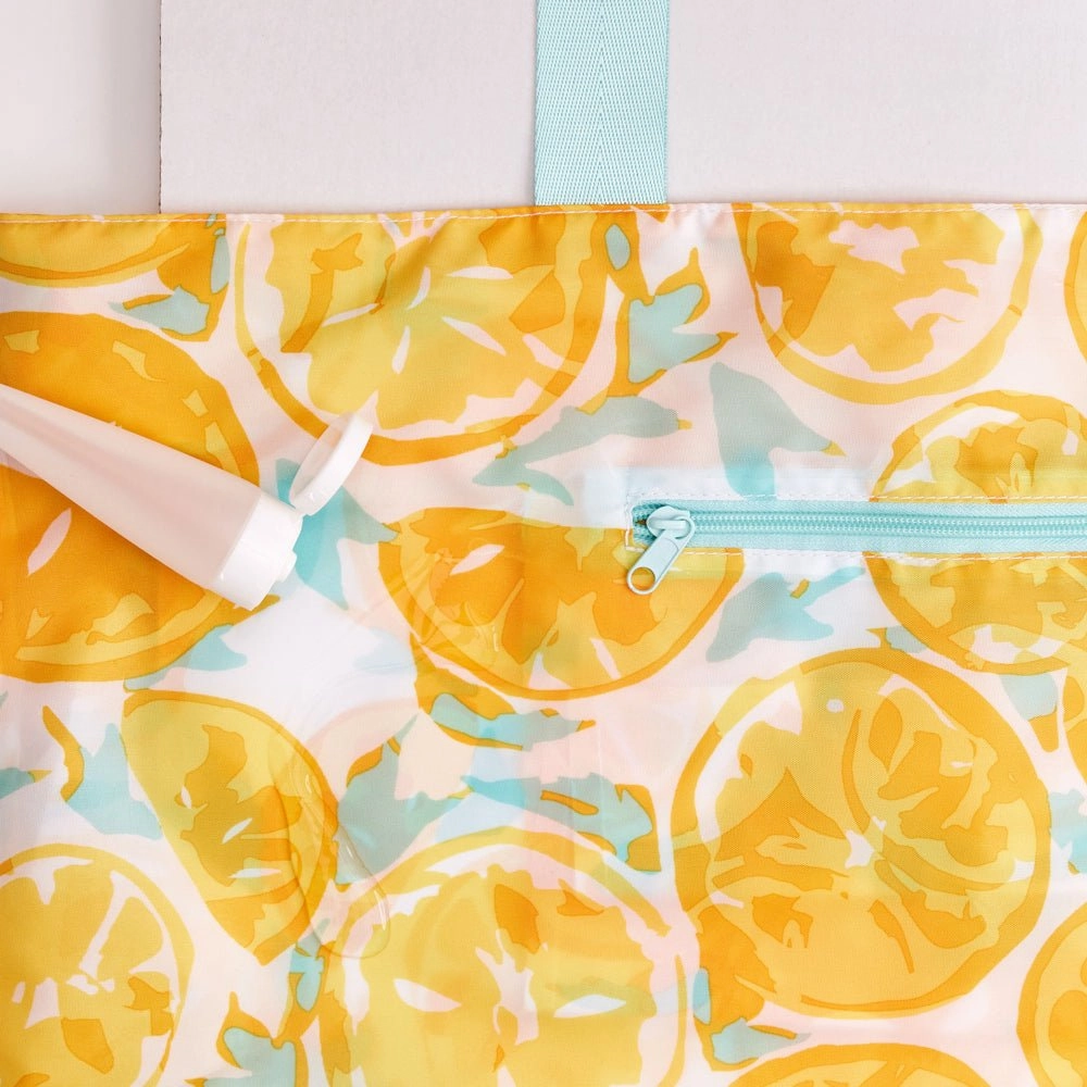 Lemon Slices Splash Proof Beach Bag
