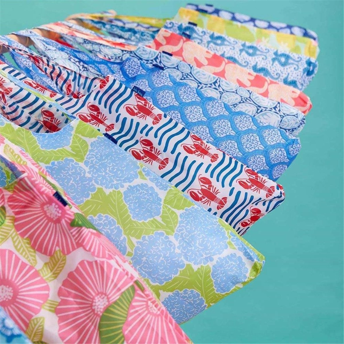 Lobster Waves blu Reusable Shopping Bag-Machine washable