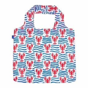 Lobster Waves blu Reusable Shopping Bag-Machine washable