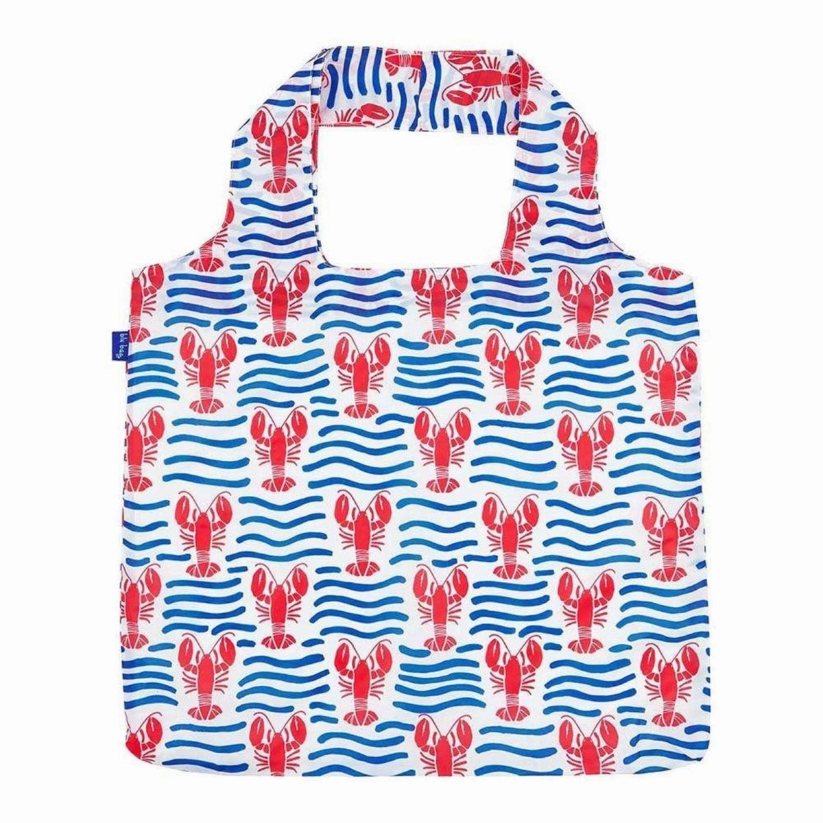 Lobster Waves blu Reusable Shopping Bag-Machine washable