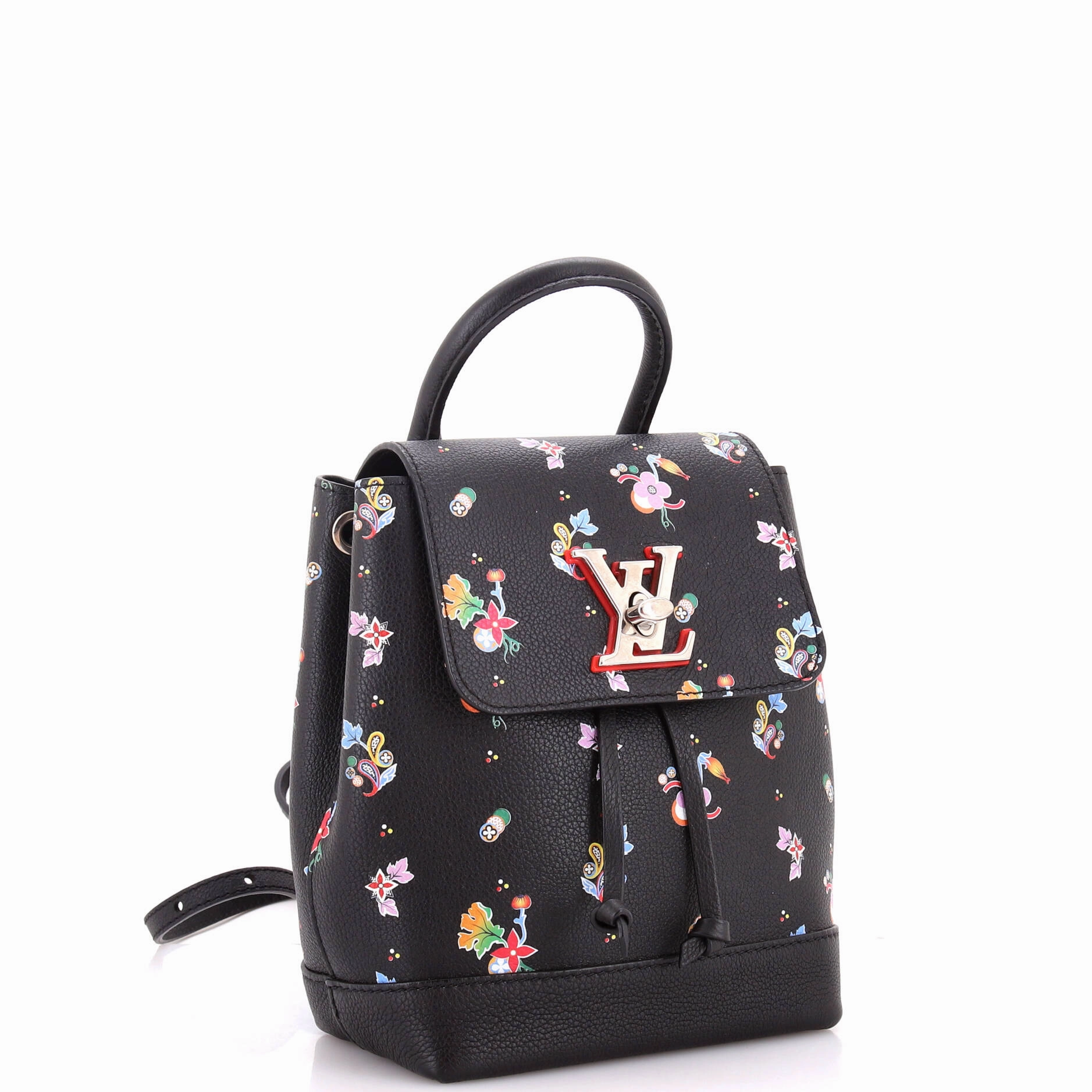 Lockme Backpack Floral Printed Leather Mini