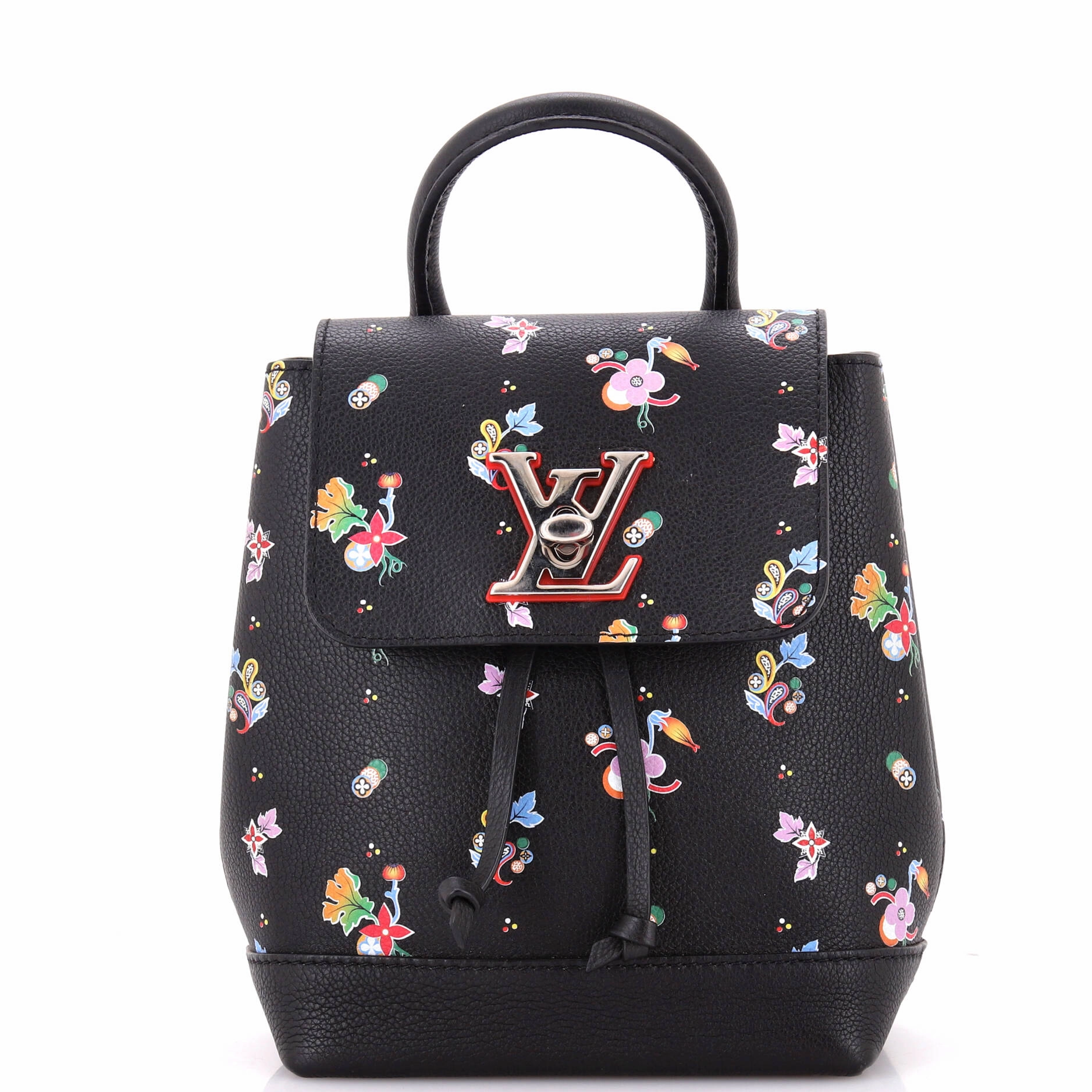 Lockme Backpack Floral Printed Leather Mini