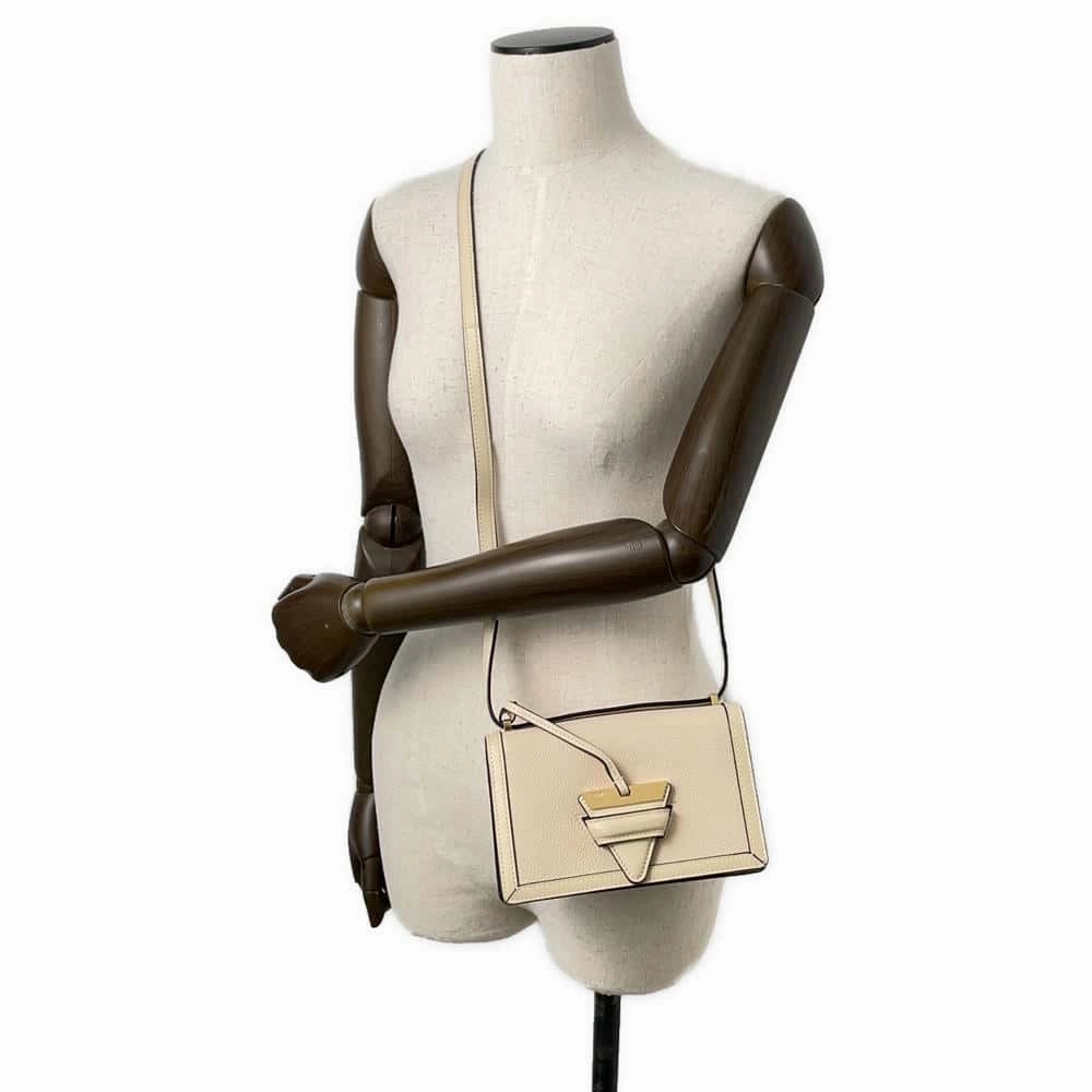 LOEWE Barcelona Shoulder Bag Ivory Leather Size Mini