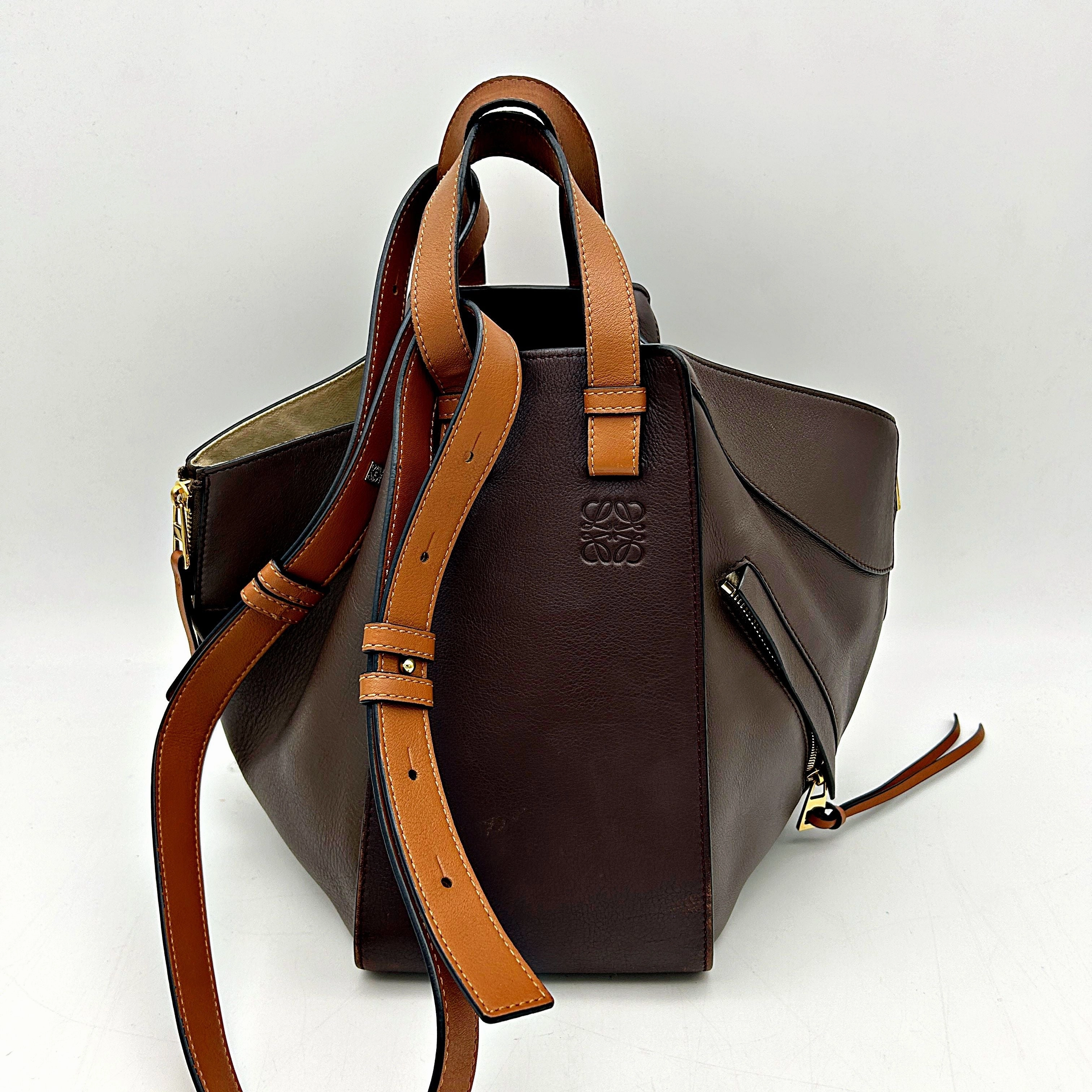 LOEWE Calfskin Small Hammock Shoulder Bag Oxblood Tan LA32395