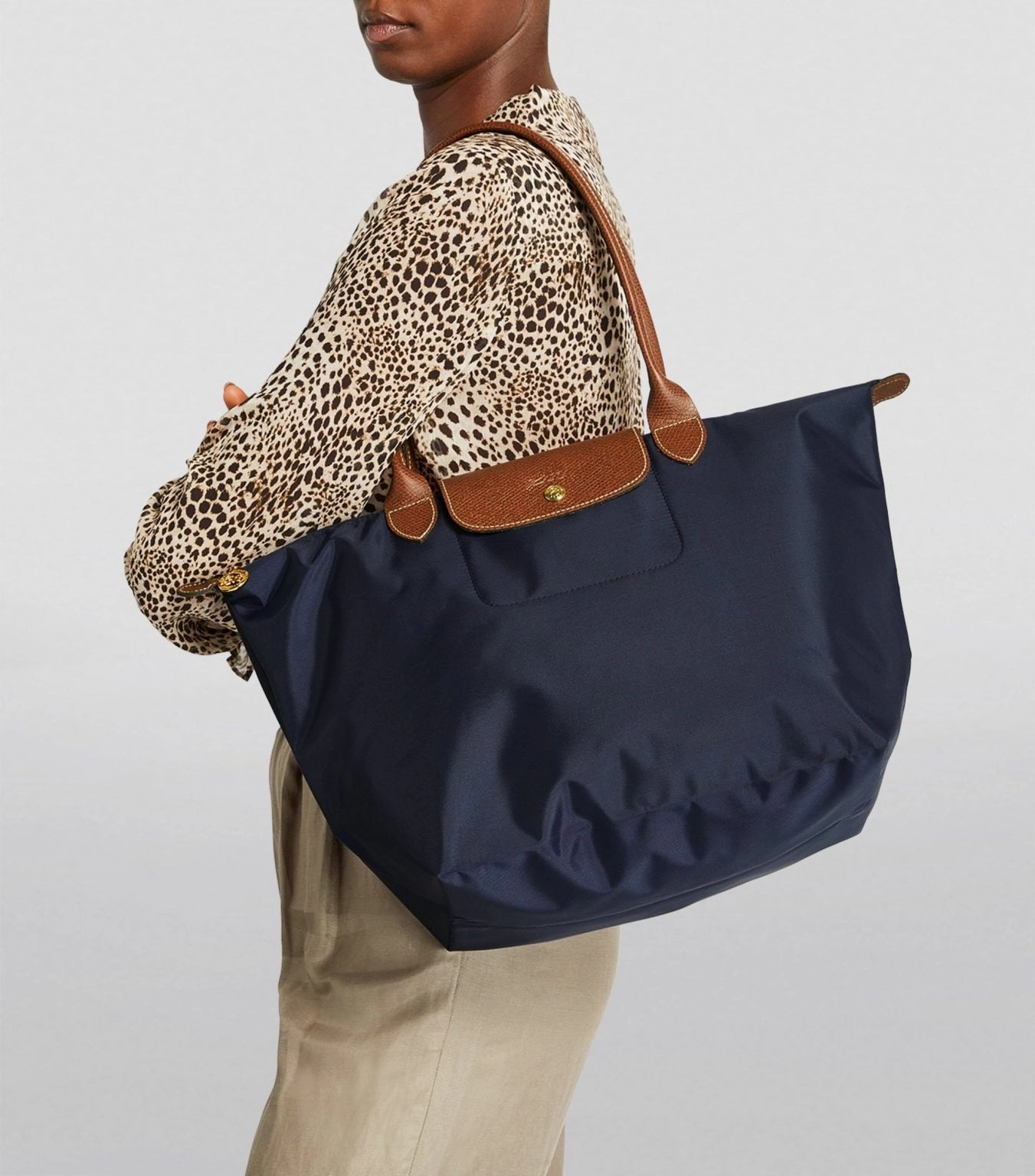 Longchamp Le Pliage Green Tote Navy- Recycled Canvas