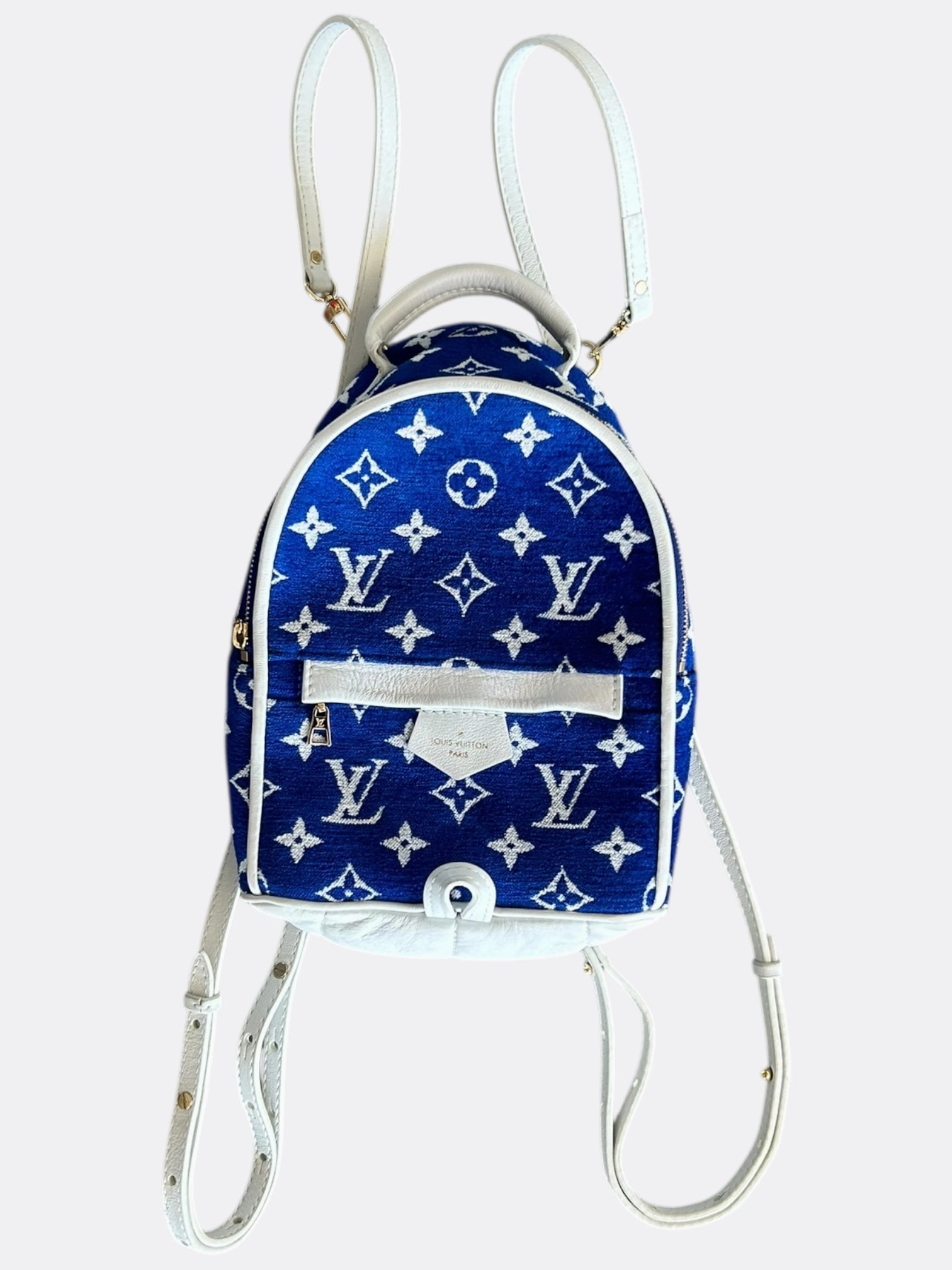 Louis Vuitton Blue & White Tennis Monogram Palm Springs Backpack