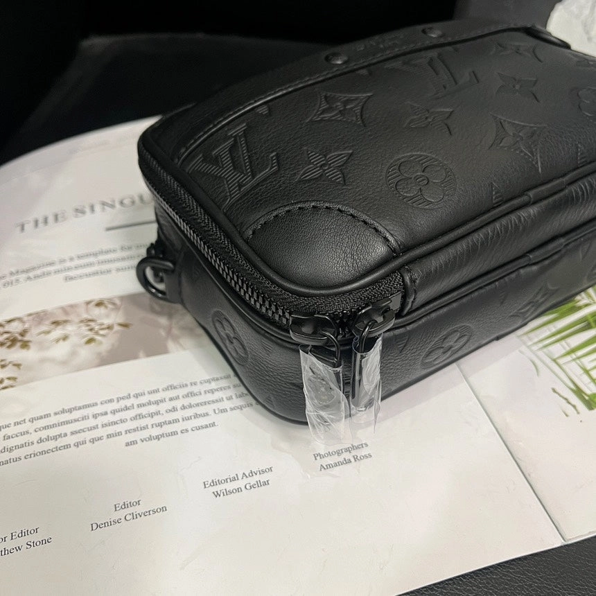 Louis Vuitton Embossed Black Alpha Nano Camera Crossbody Bag
