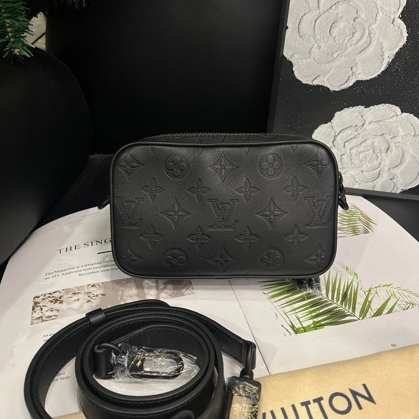 Louis Vuitton Embossed Black Alpha Nano Camera Crossbody Bag