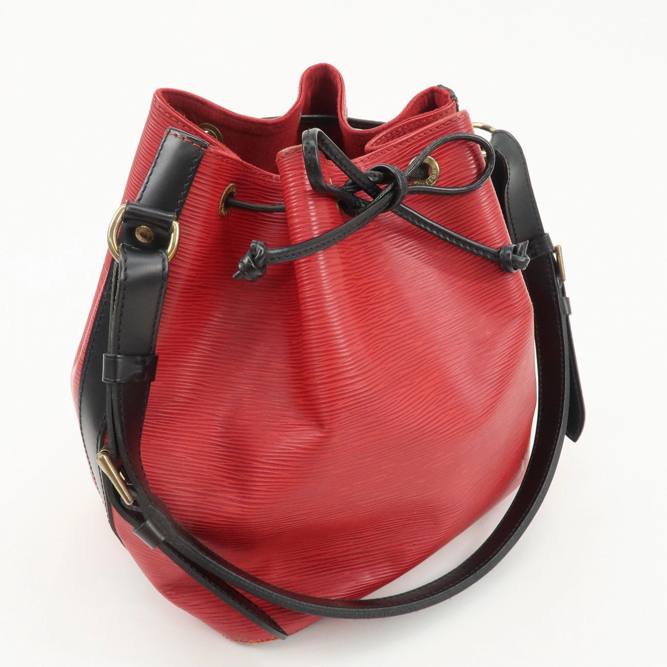 Louis Vuitton Epi Petit Noe Shoulder Bag Noir Castilian Red M44172