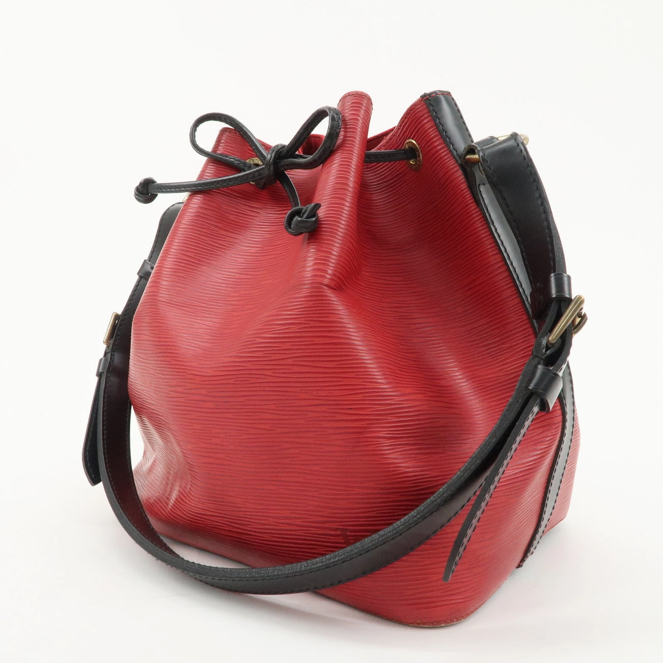 Louis Vuitton Epi Petit Noe Shoulder Bag Noir Castilian Red M44172