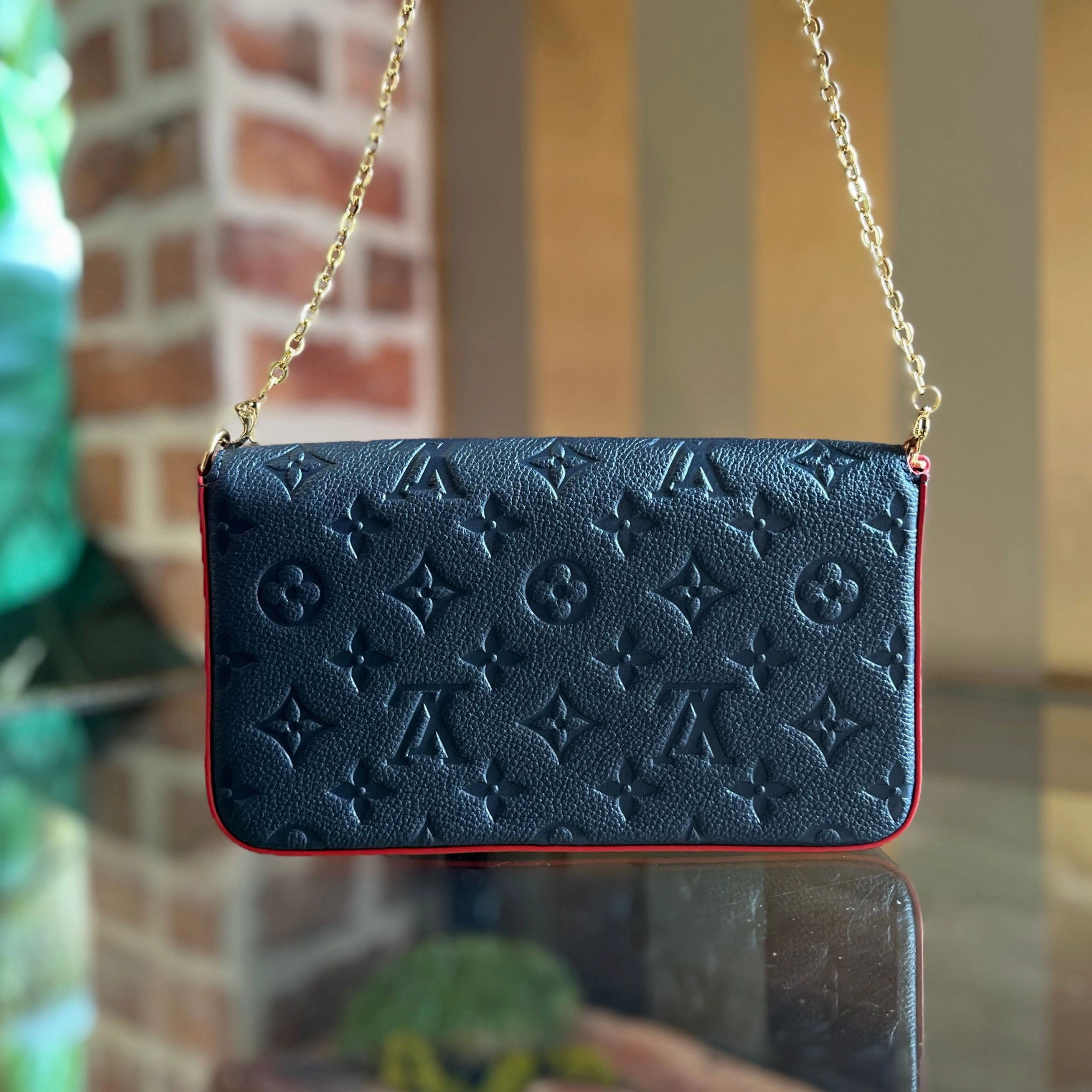 LOUIS VUITTON Felicie Pochette Monogram Empreinte Leather Crossbody Bag