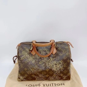 Louis Vuitton Floral Quilted Speedy 30 Crossbody Brown
