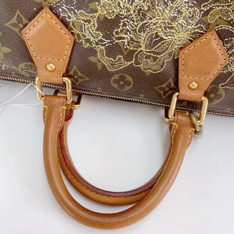 Louis Vuitton Floral Quilted Speedy 30 Crossbody Brown