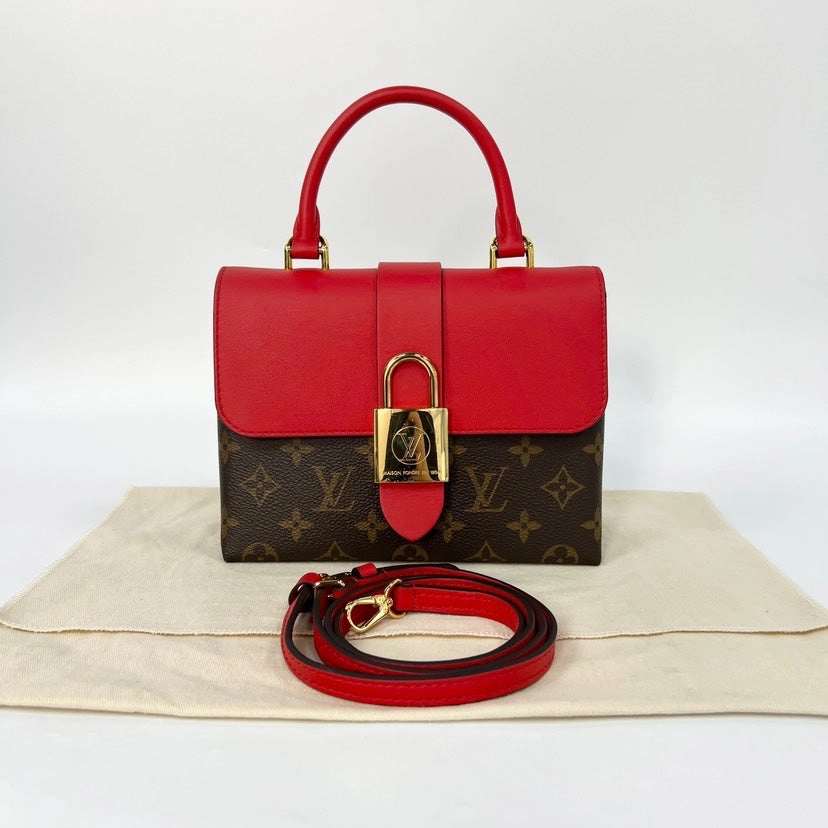 Louis Vuitton Locky BB Red Monogram Canvas Leather Shoulder Bag 21x16cm