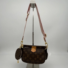 Louis Vuitton Monogram Brown PVC Crossbody Bag with Pink Strap