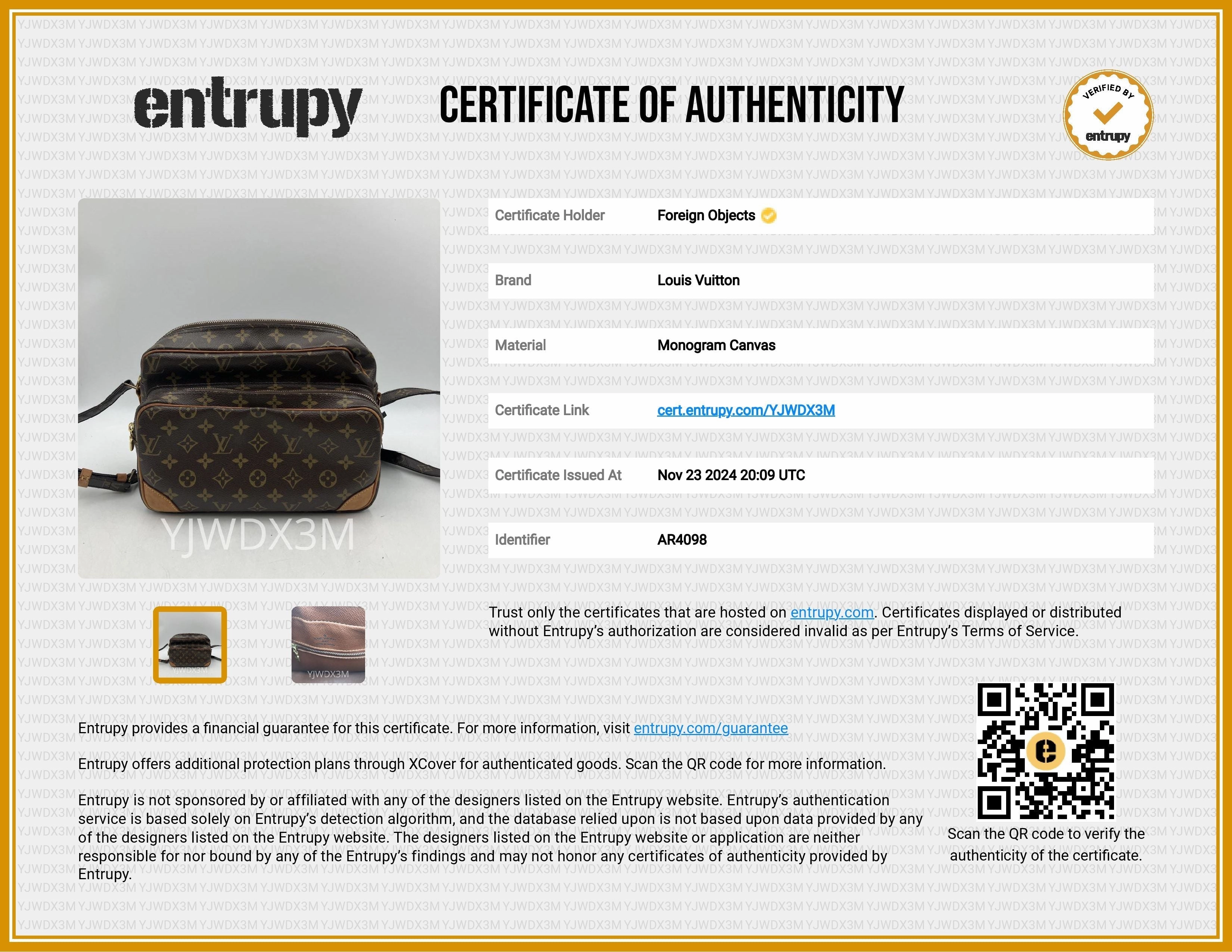 Louis Vuitton Monogram Canvas Nile Crossbody Bag AR4098