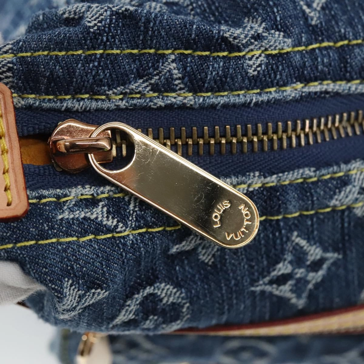 LOUIS VUITTON Monogram denim Buggy PM Shoulder Bag Blue M95049 LV yk16138S