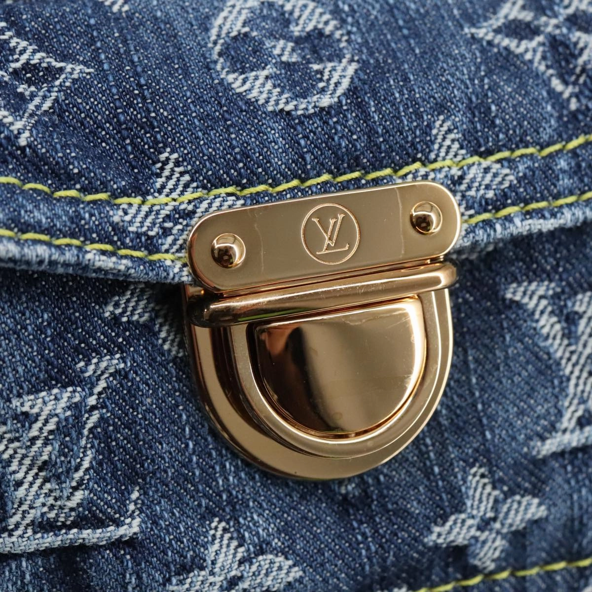 LOUIS VUITTON Monogram denim Buggy PM Shoulder Bag Blue M95049 LV yk16138S