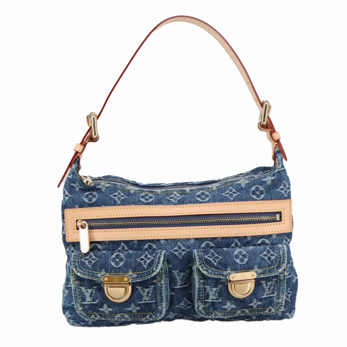 LOUIS VUITTON Monogram denim Buggy PM Shoulder Bag Blue M95049 LV yk16138S