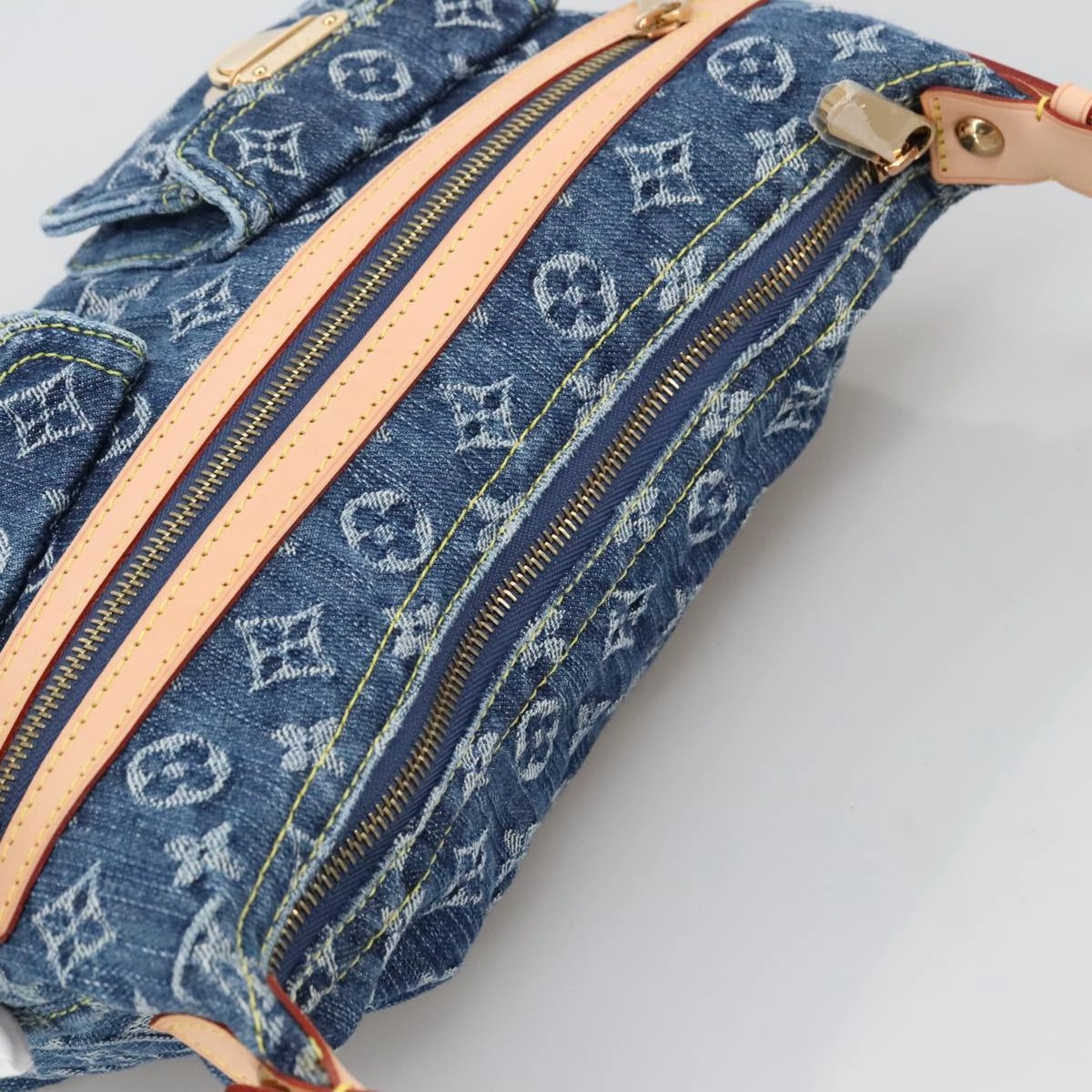 LOUIS VUITTON Monogram denim Buggy PM Shoulder Bag Blue M95049 LV yk16138S