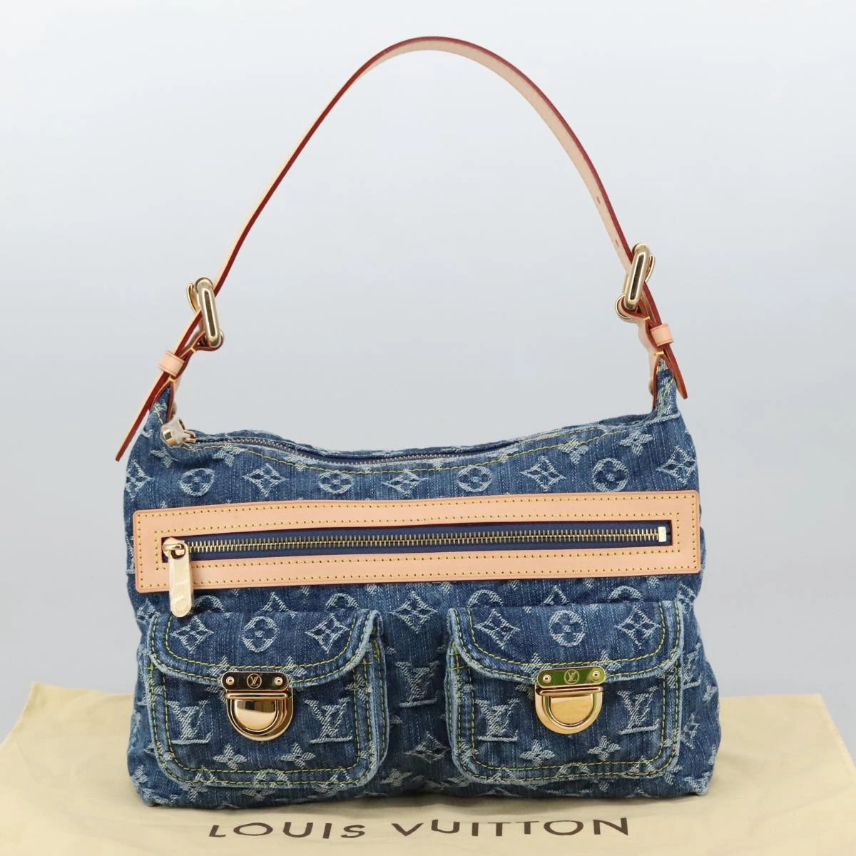 LOUIS VUITTON Monogram denim Buggy PM Shoulder Bag Blue M95049 LV yk16138S