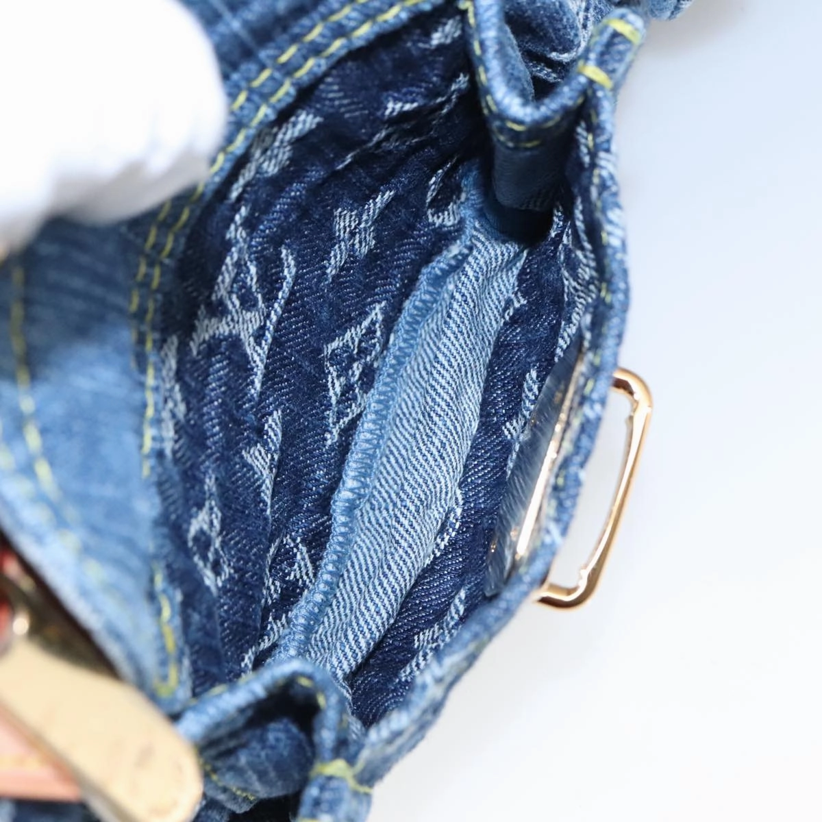 LOUIS VUITTON Monogram denim Buggy PM Shoulder Bag Blue M95049 LV yk16138S