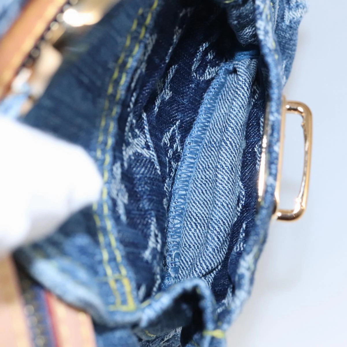 LOUIS VUITTON Monogram denim Buggy PM Shoulder Bag Blue M95049 LV yk16138S